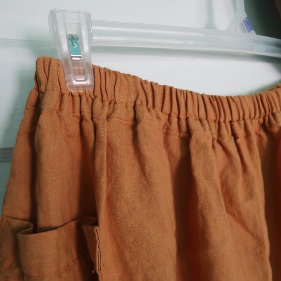 Handmade Amber Yellow Linen Midi Skirt - Picture 4 of 10